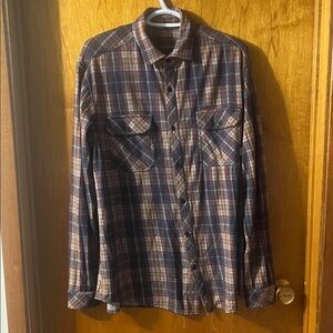 Burton Men's Plaid Button-Down Shirt in Navy, Red, Cream Large